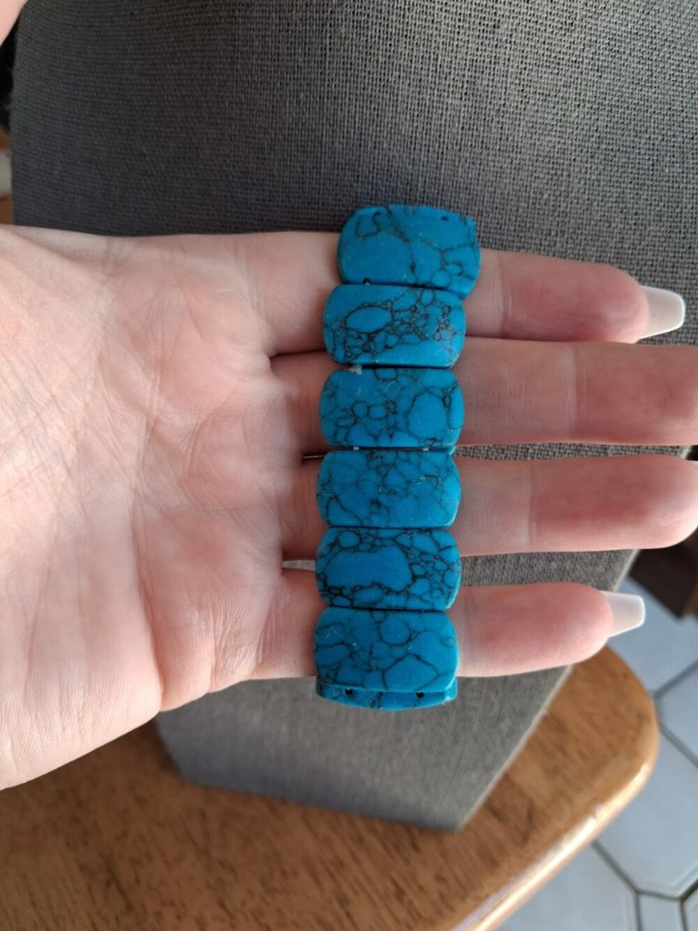 Turquoise colored stretchy bracelet